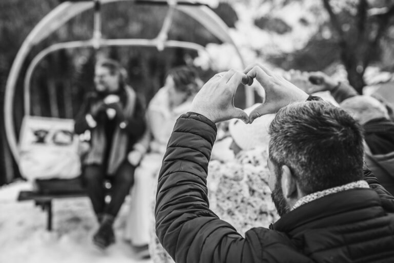 cérémonie de mariage d'hiver